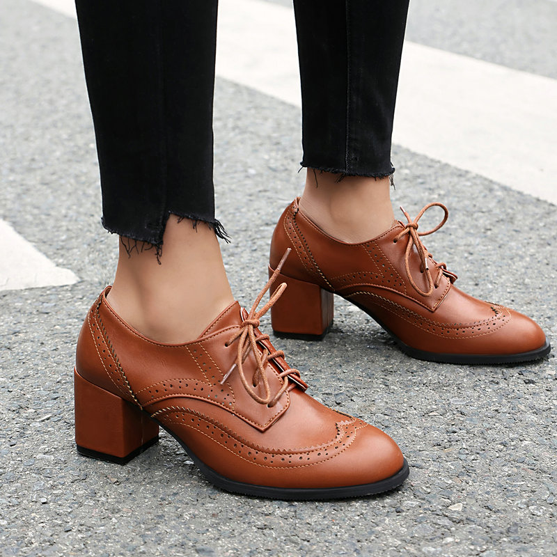 Oxford Lace Up Women - Plus Size 36-48 Brown Black Color
