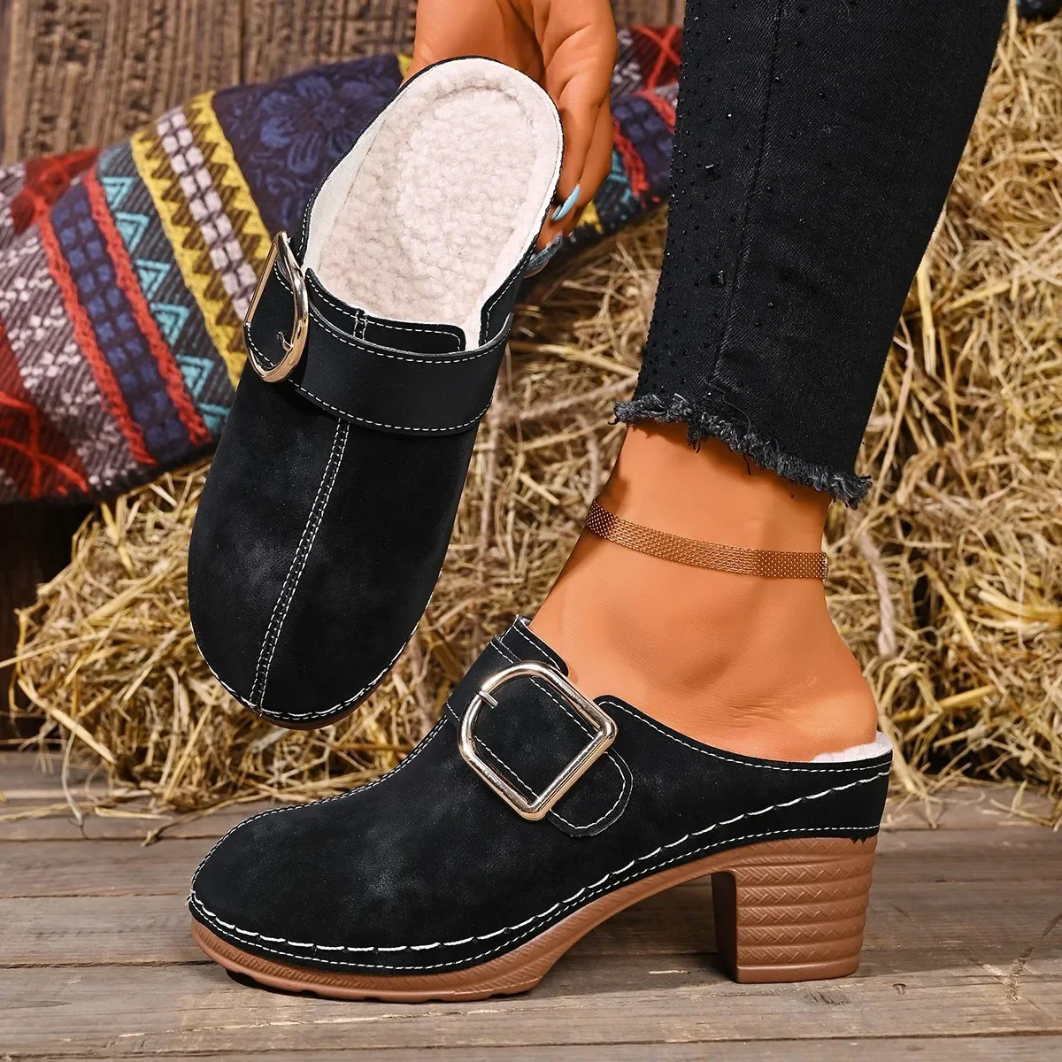 Women Mules Slippers Chunky He - Women'S Shoes Clogs recension och pris