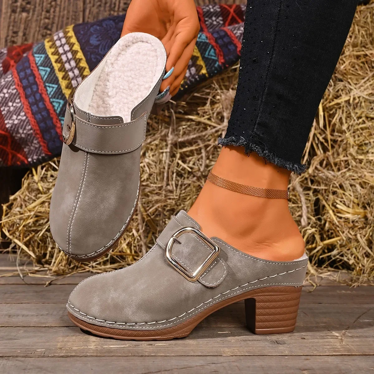 Women Mules Slippers Chunky He - Women'S Shoes Clogs recension och pris
