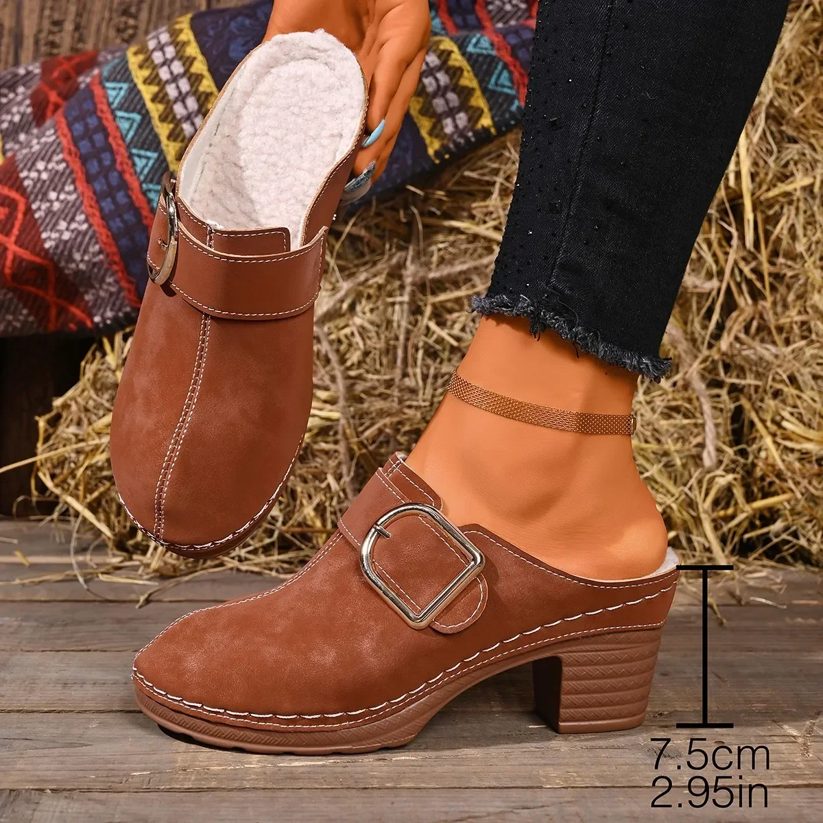 Women Mules Slippers Chunky He - Women'S Shoes Clogs recension och pris