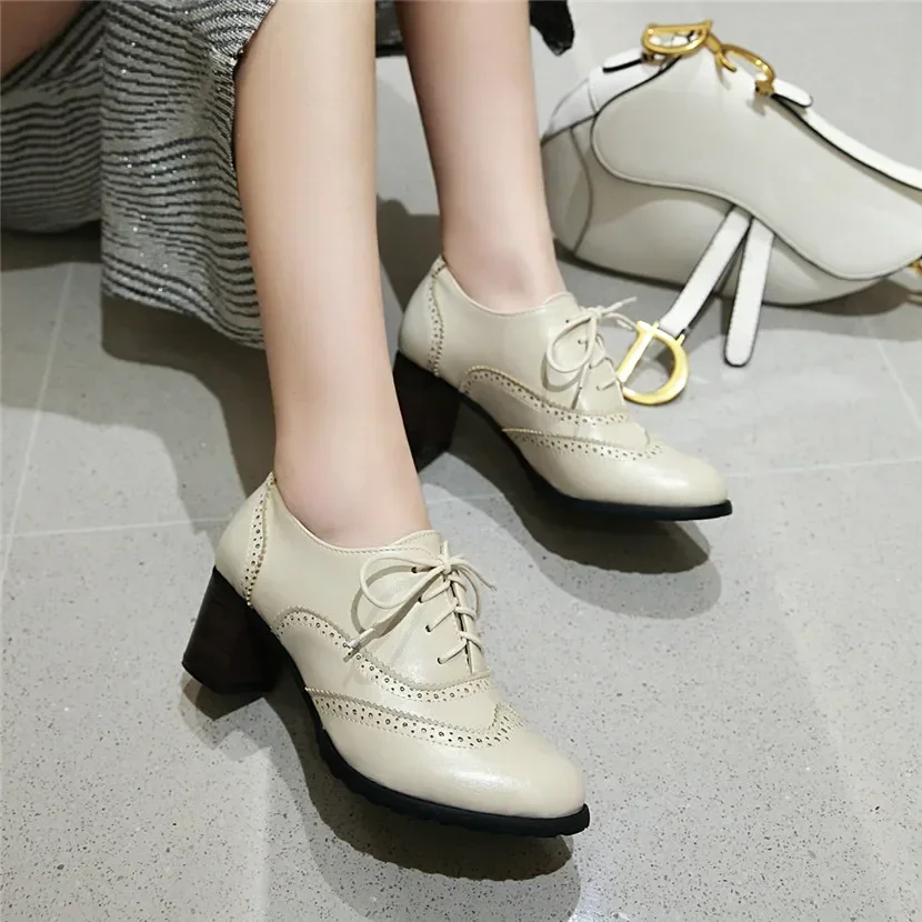 British Women Oxfords High Blo - Oxford Lace Up Women recension och pris