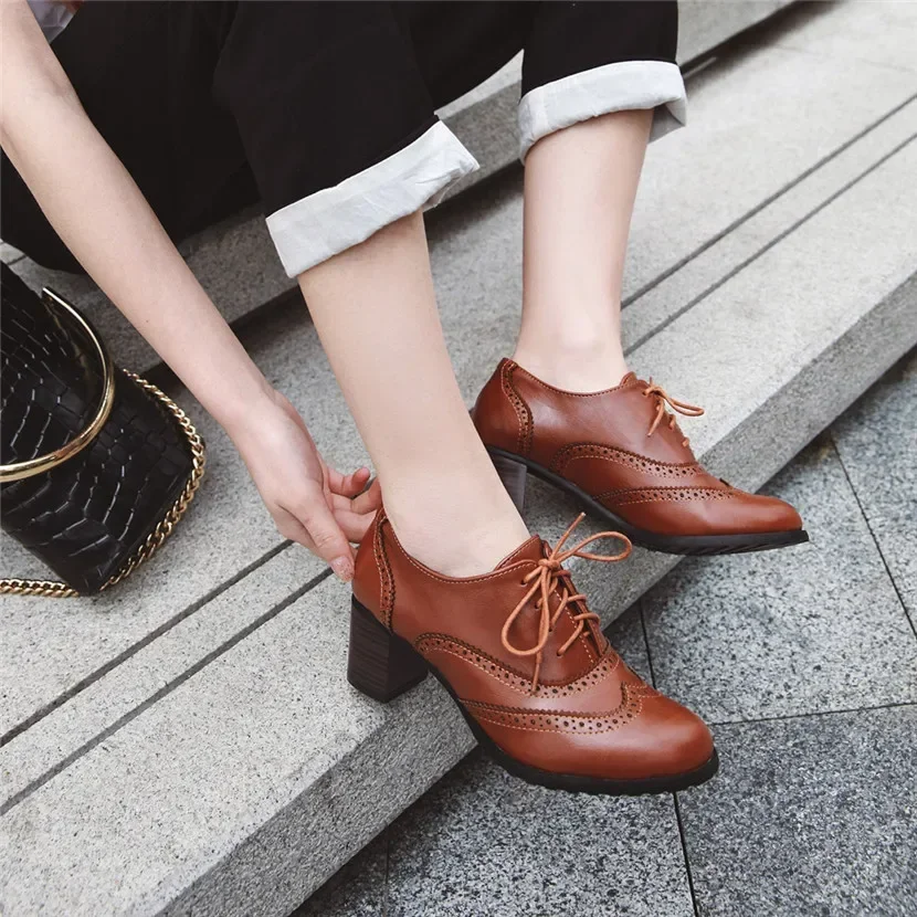 British Women Oxfords High Blo - Oxford Lace Up Women recension och pris