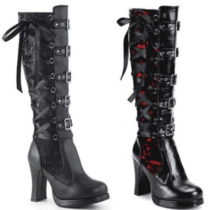 Punk Gothic Style Women's Knee - Knee High Boots Women recension och pris