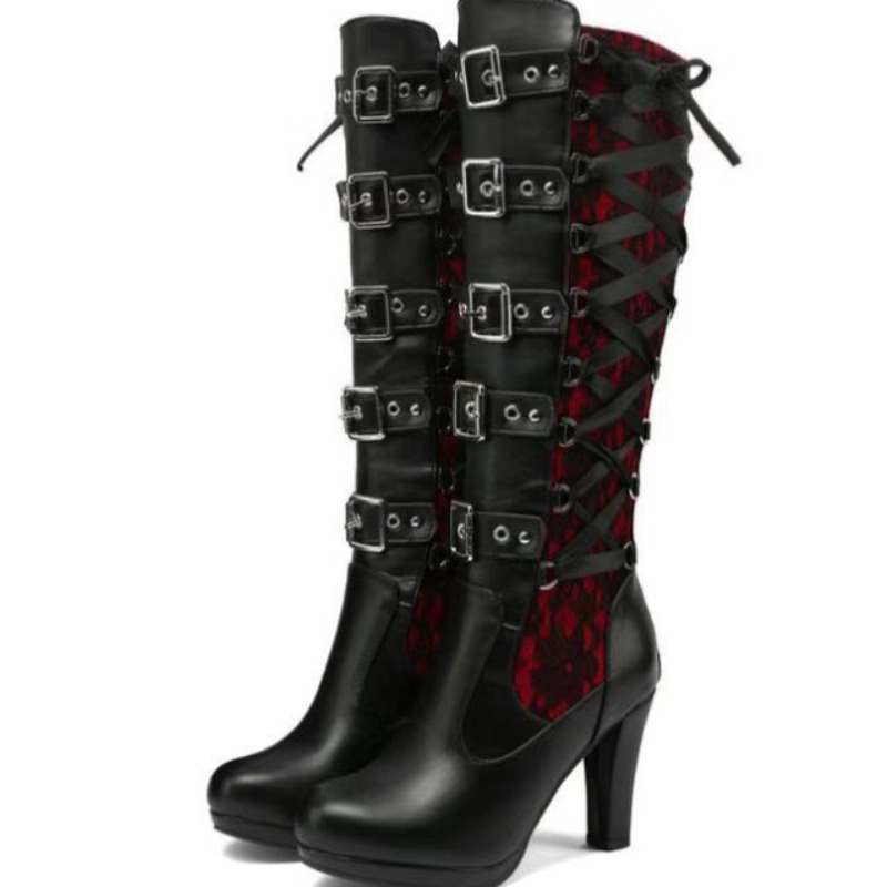 Punk Gothic Style Women's Knee - Knee High Boots Women recension och pris